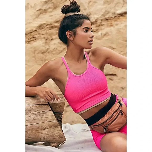 NWOT Free People Movement Happiness Runs Crop Tank Top High-Neck Maroon XS/S - Picture 3 of 9